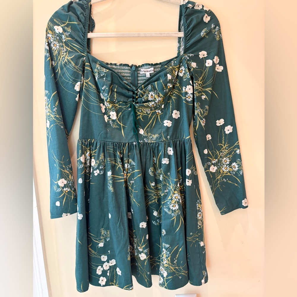 Reformation Teal Floral Dress